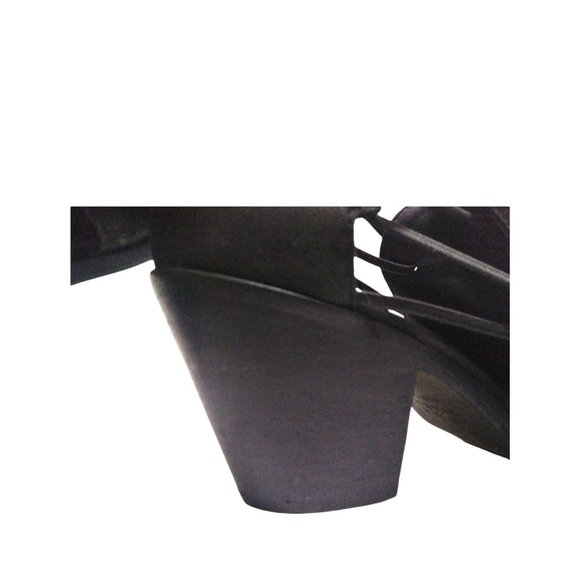 Eileen Fisher Womens Matte Black Leather Chunky Cage Stacked Heel Peep Toe US 9 - Picture 11 of 12